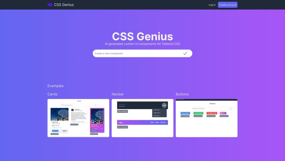 CSS Genius: AI Tool for Beautiful UI Components Code-Free Creation