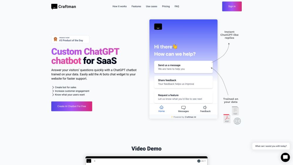 Craftman: AI Chatbot Builder for Custom Website Chat Widgets