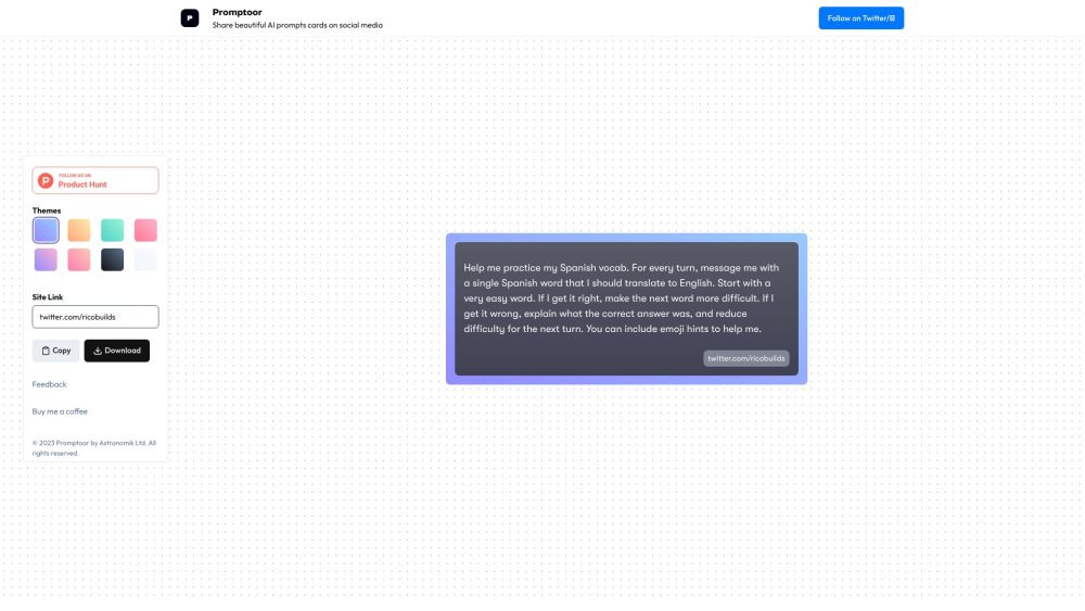 Promptoor: Create & Share Stunning AI Prompt Cards for Social Media