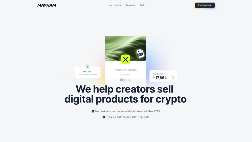 MAYHAM: Sell Digital Products for Crypto - Empower Creators Effortlessly