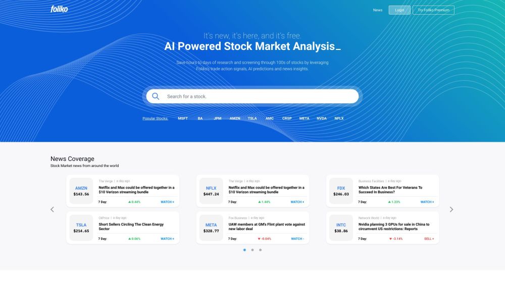 Foliko: AI-Powered Stock Predictions & News Insights : Key Features