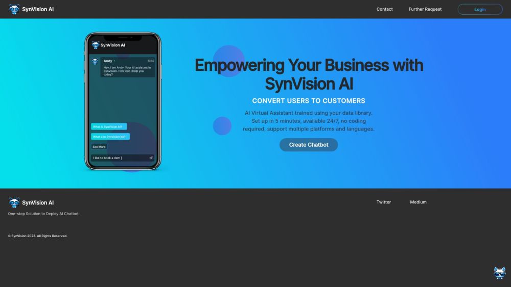 SynVision AI: Deploy Advanced Chatbots Easily with One-Stop Solution