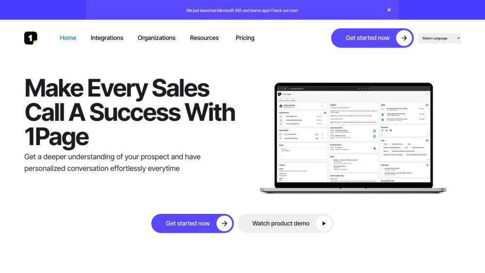 1Page: Empower Sales Teams with Real-Time Insights and Summaries