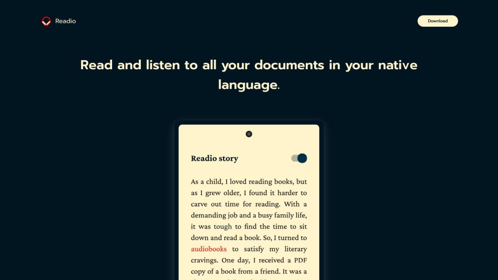 Readio: Convert PDFs to Audiobooks Effortlessly and Quickly