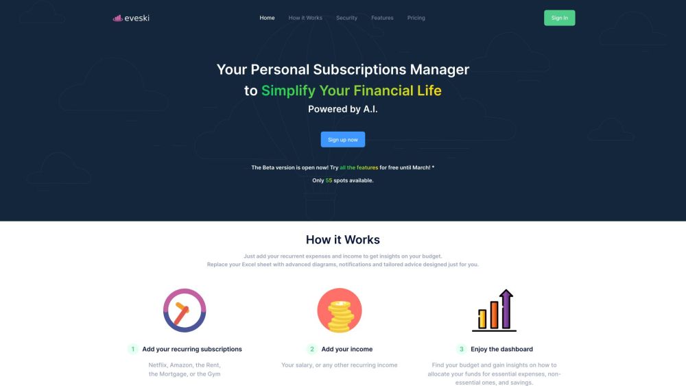 Eveski : Personal Subscription Manager - Use Cases, Pricing, Reviews