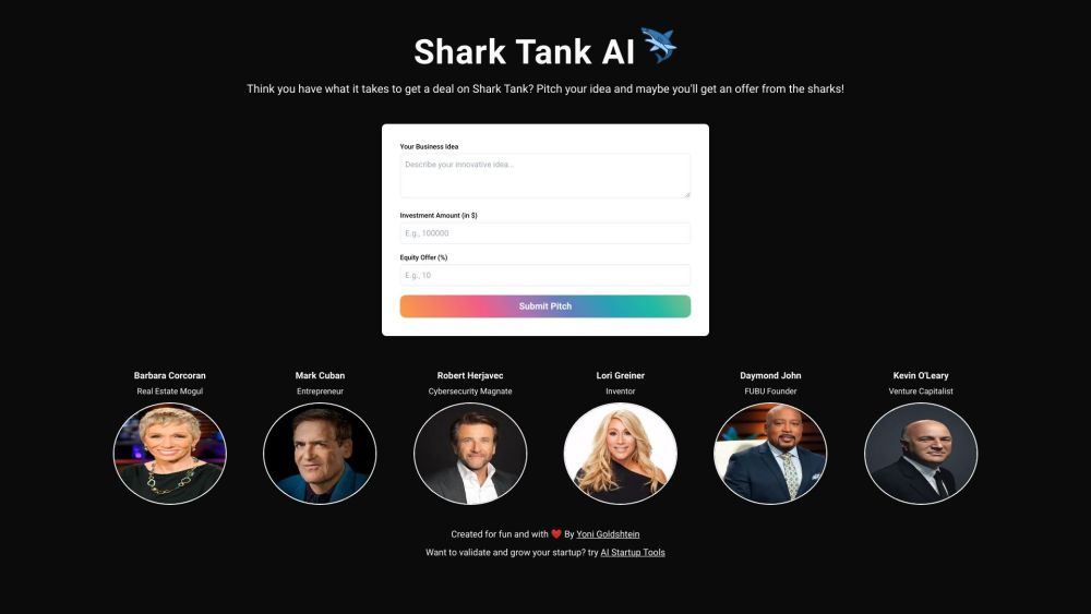 SharkTank AI: Pitch Startups, Impress Sharks, Secure Offers - Fun Game