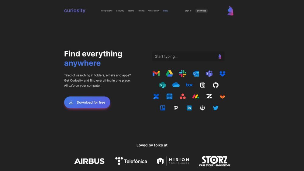 Curiosity: Unified Search - All Your Apps and Files in One Place