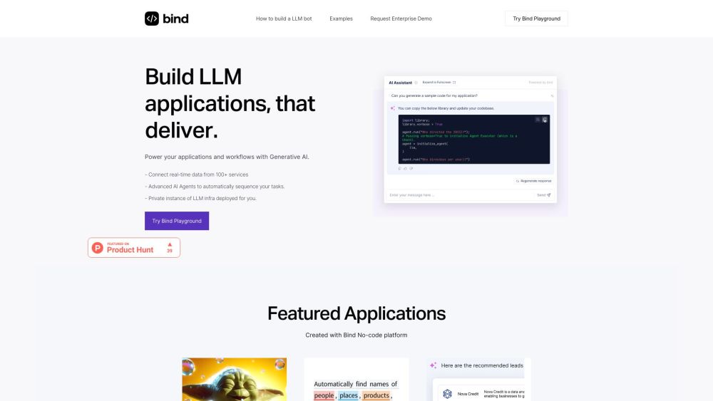 Bind: AI Assistants for Marketing, Sales, Support - Easy Development