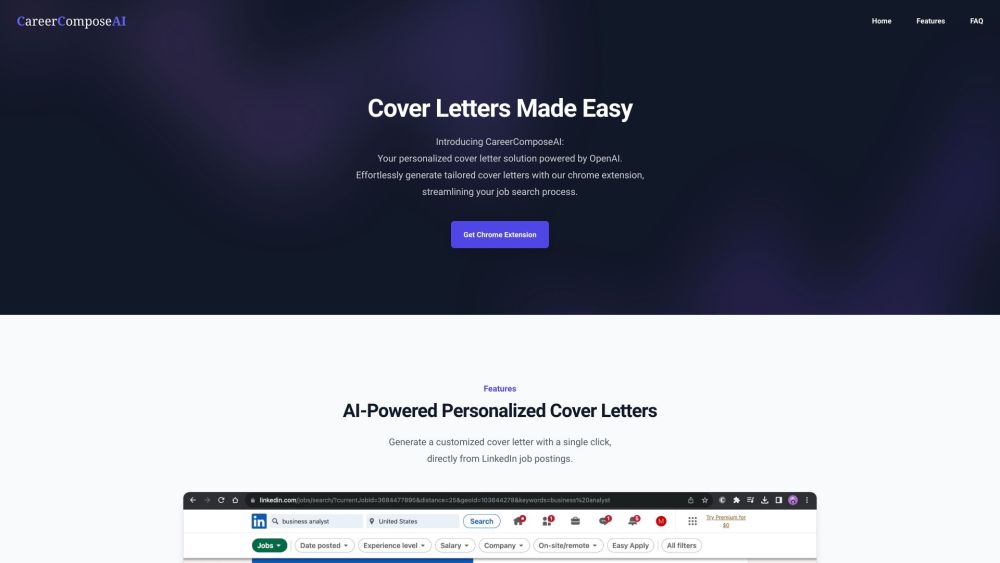 CareerComposeAI: Personalized Cover Letters with One-Click AI Power