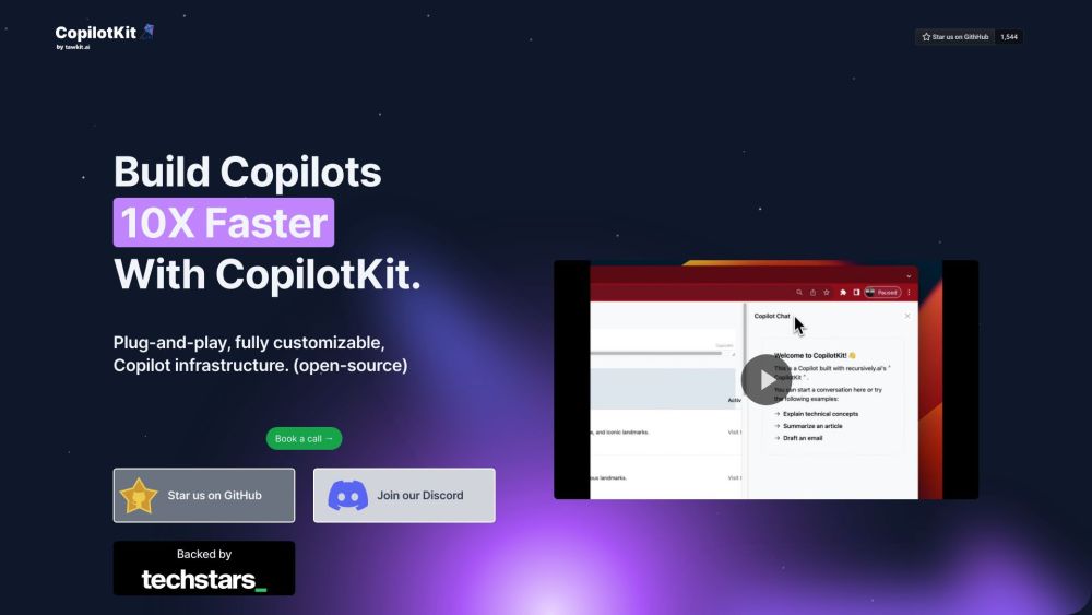 CopilotKit: AI Integrations, React Components - Open Source & Customizable