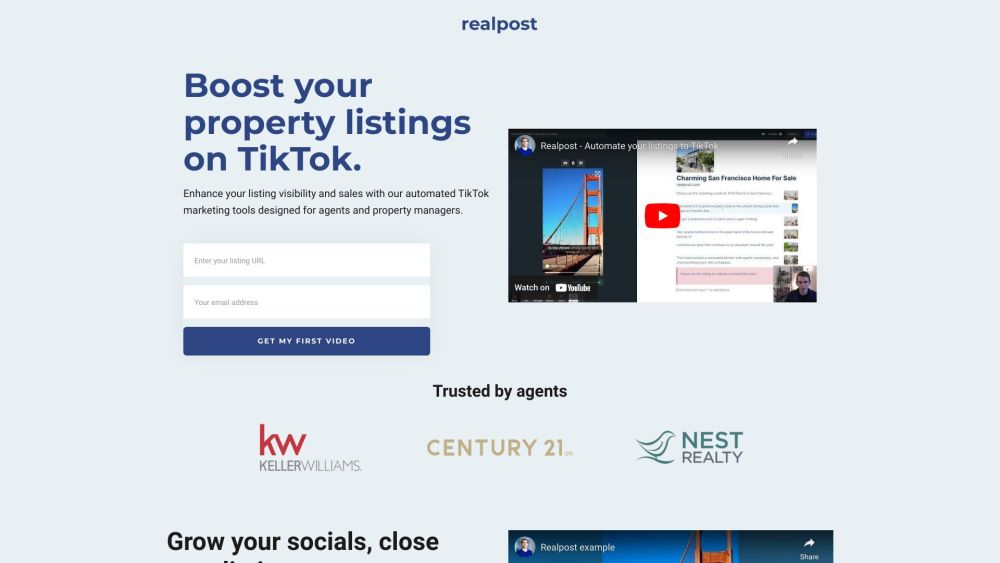 Realpost: Boost Listings with Automated TikTok Tools for Real Estate