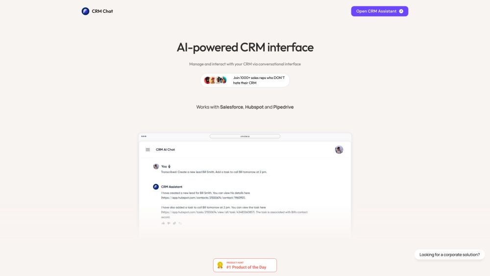 CRM Chat: AI-Powered Interface for HubSpot, Salesforce & Pipedrive