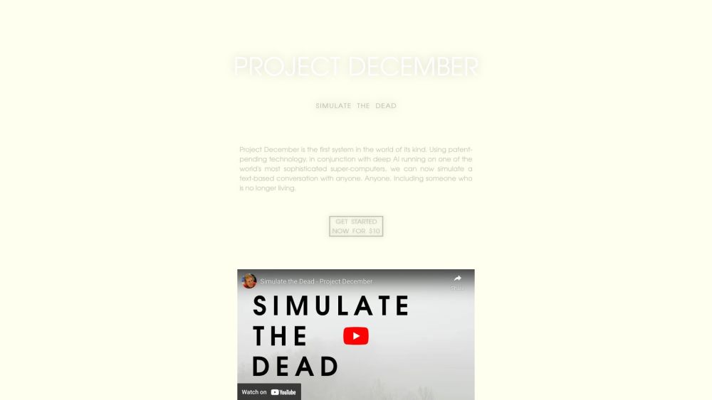 Project December: AI Simulated Conversations with Anyone, Living or Dead