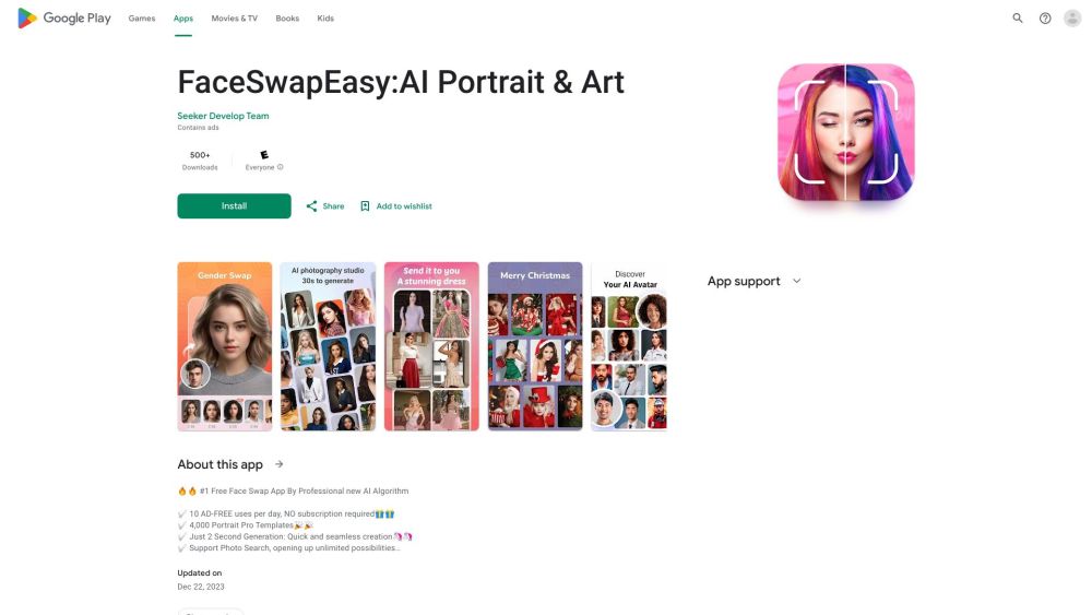 FaceSwapEasy:AI Portrait & Art : 4000+ Templates, Instant Results, Photo Search