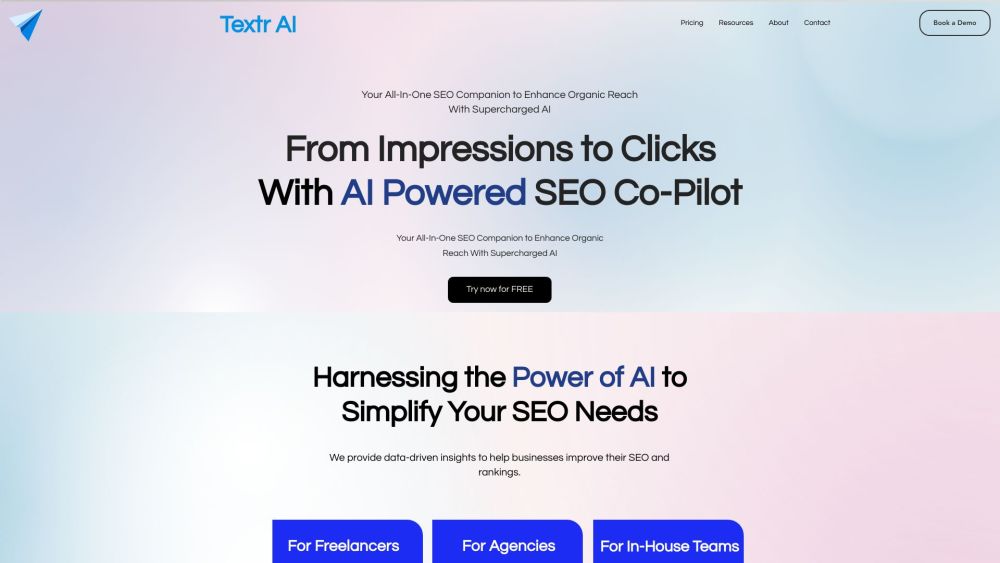 Textr AI: Powerful AI Co-pilot for SEO Optimization and Strategy