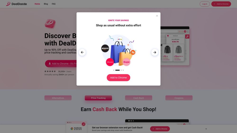 DealDazzle: Budget Alternatives, Coupons, Cash Back Browser Extension