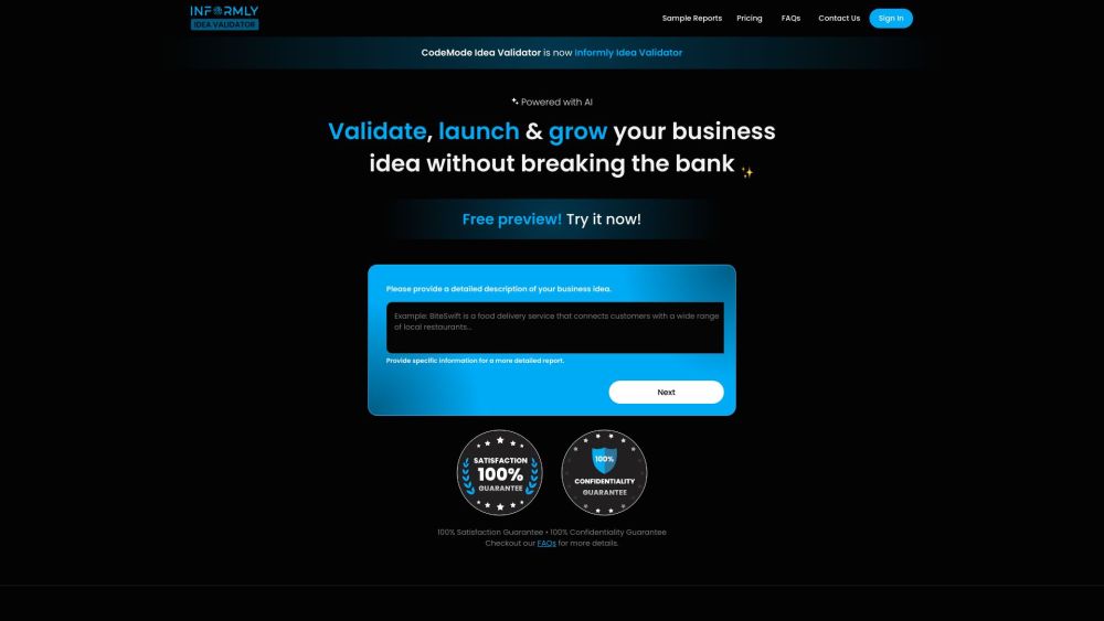 Informly: Validate Your Business Idea Instantly with AI Assistance