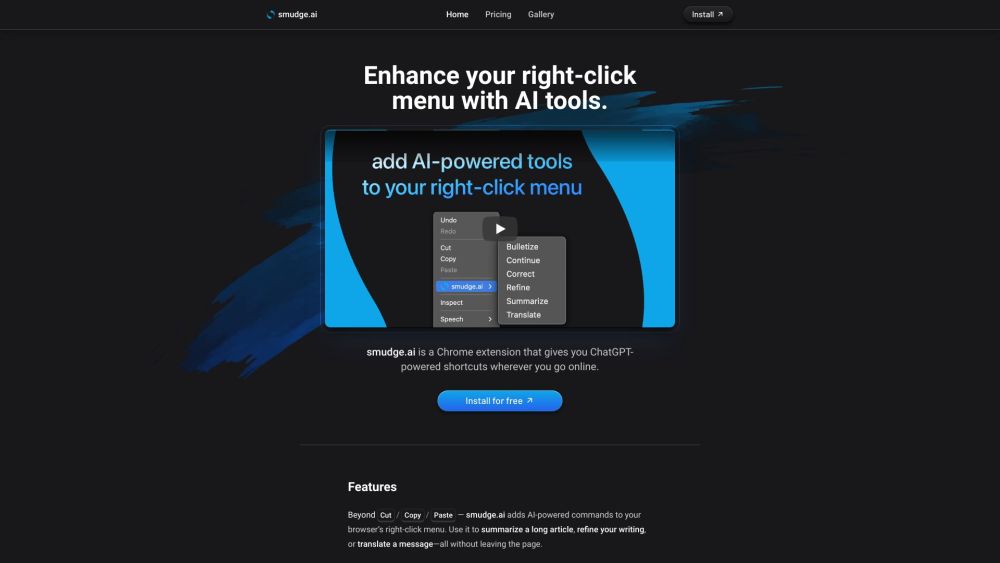 Smudge.ai: AI Tools in Right-Click Menu - Chrome Extension