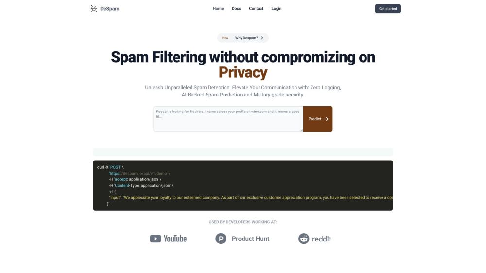 DeSpam: Privacy-First, Zero-Logging Text Moderation for Safe Messaging