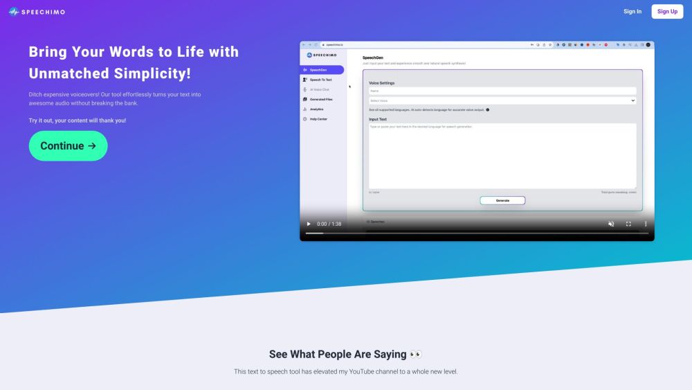 Speechimo: Transform Text to High-Quality Audio Effortlessly