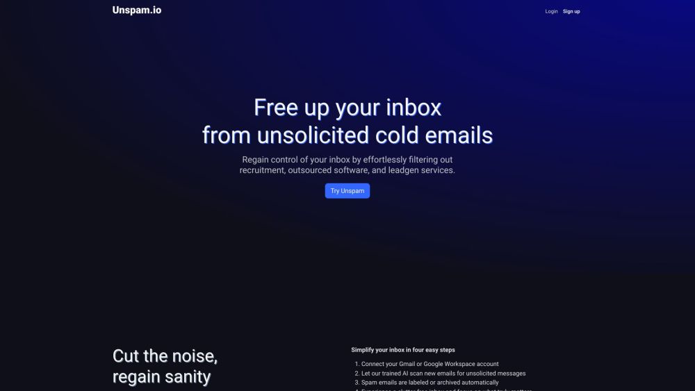 Unspam: AI Email Tool for CEOs – Organized Gmail Workspace