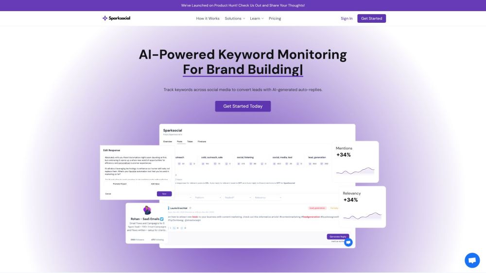 Sparksocial: AI Social Listening & Outreach for Lead Generation