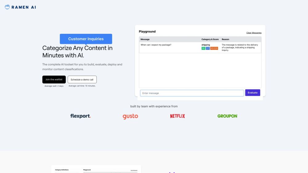 Ramen AI: Text Classification Tool, No Training or Pre-labeled Data Needed