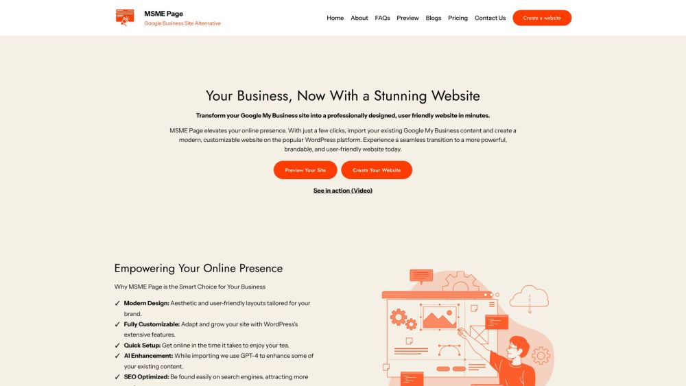 MSME Page: Modern, SEO-Optimized WordPress Site Builder