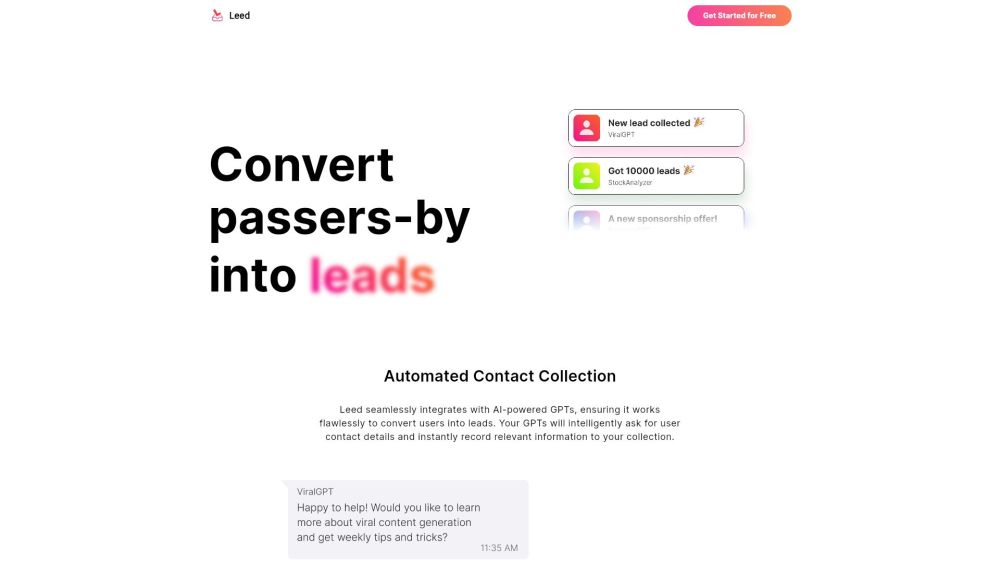 Leed: AI-Integrated Tool for Automated Contact Collection & Lead Gen