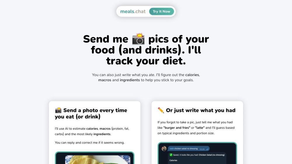 Meals Chat: Send Food Pics, Track Calories & Macros Effortlessly