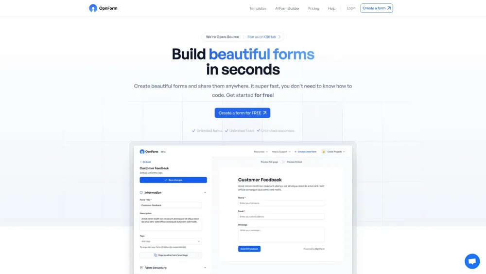 OpnForm: Create Beautiful Forms & Share Them Anywhere Effortlessly