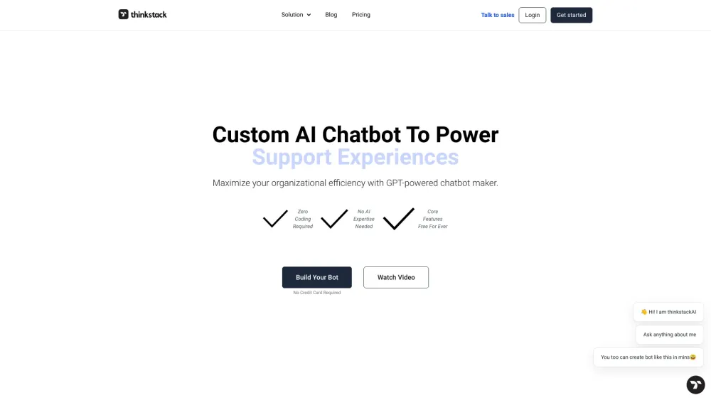 Thinkstack: AI-Powered Chatbots Custom Trained on Your Data