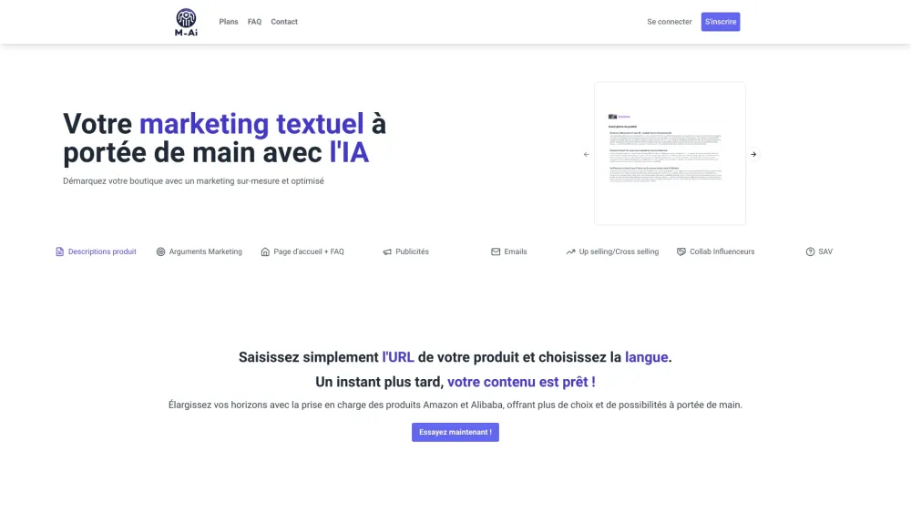 MyMarketing AI: AI Marketing Texts by Analyzing Product URL