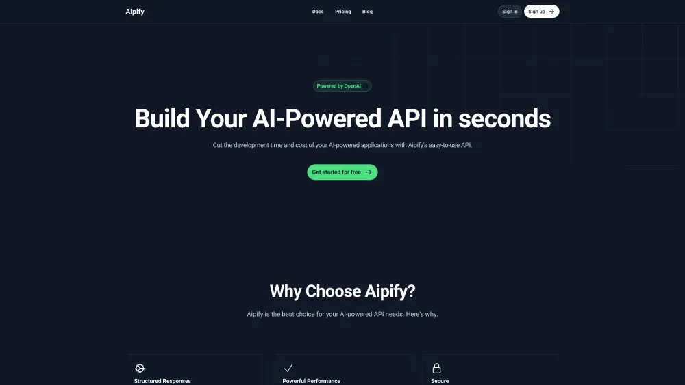 Aipify: Instantly Craft AI Powered APIs for Efficient Solutions