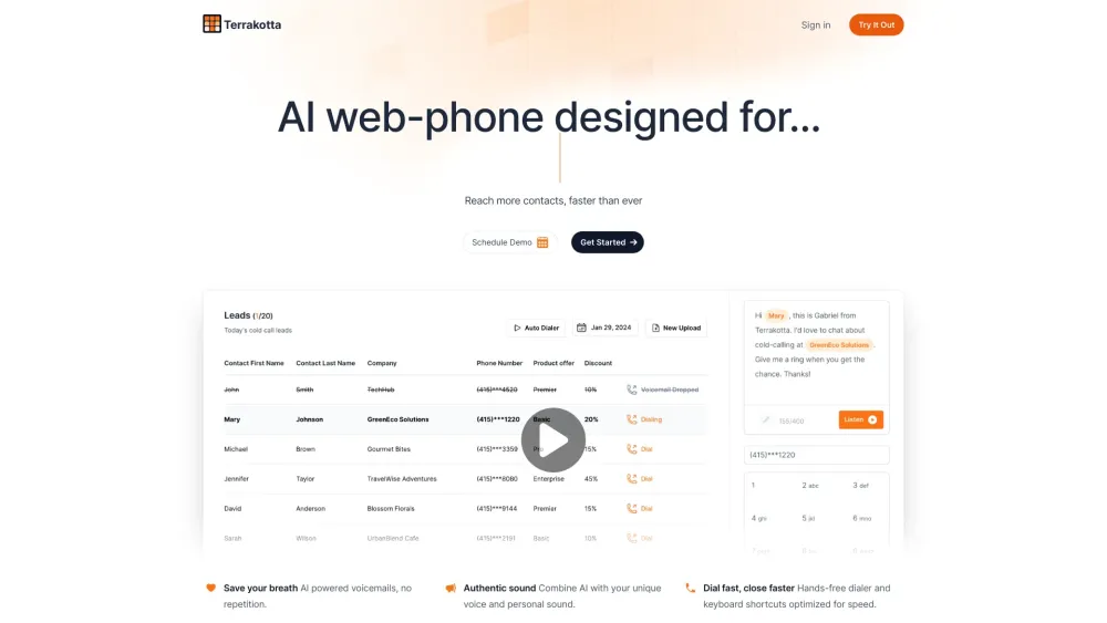 Terrakotta: AI Web-Phone for Optimized Cold Outreach Success