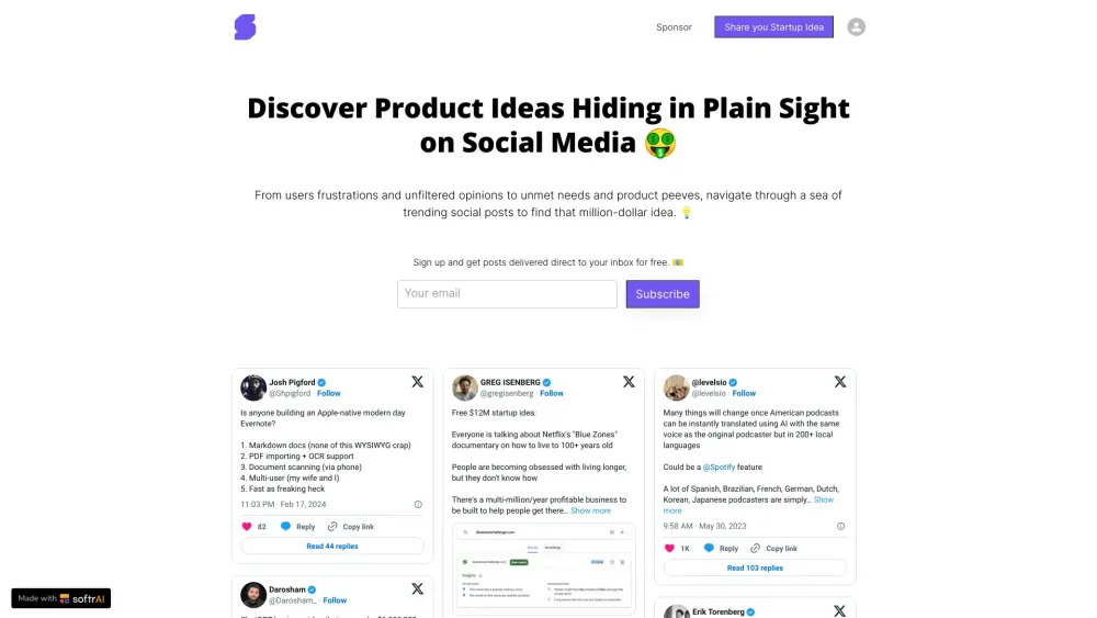 Softr AI: Discover Hidden Product Ideas on Social Media Platforms