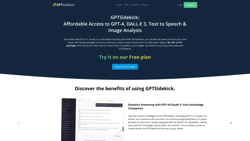 GPTSidekick: Affordable AI Assistant with GPT-4, Claude 3 Power