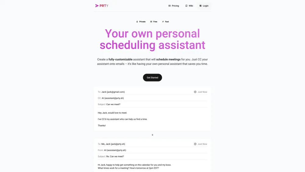 PRTY : Personal AI Scheduling Assistant for Efficient Planning