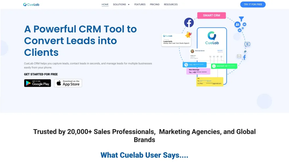 'CueLab CRM : Lead Capture, Contact Management, Follow-ups'