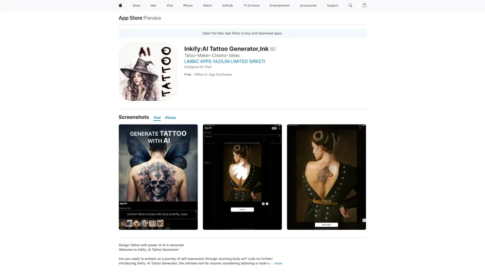 Inkify: AI Tattoo Generator : Dynamic AI-Powered Tattoo Designer