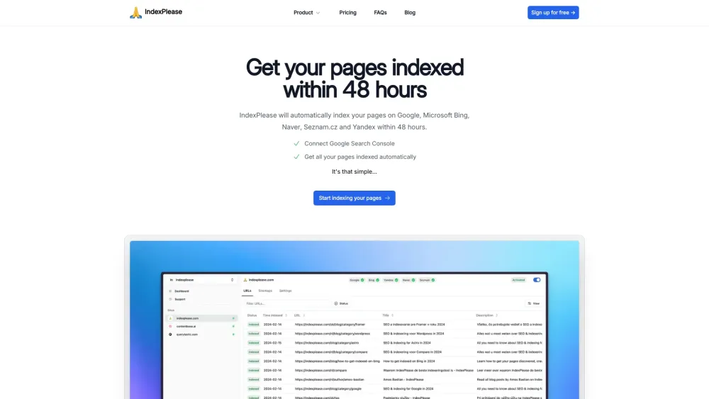 IndexPlease: Fast Indexing on Google, Bing & More in Under 48 Hours