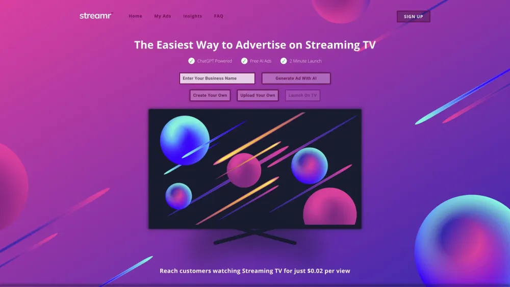 Streamr.ai: AI Creates TV Video Ads & Launches in Under 2 Minutes