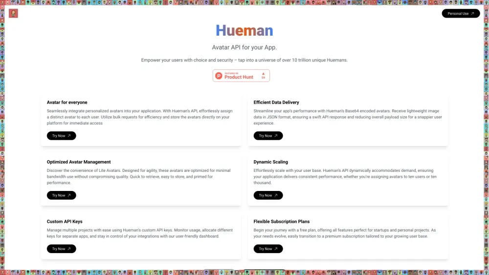 Hueman: Assign Avatars via API or Choose from 10T+ Combinations