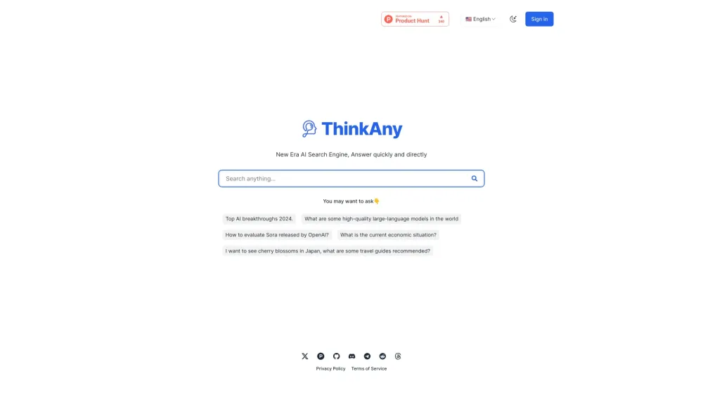 ThinkAny: AI Search Engine with RAG Tech and Intelligent Answering