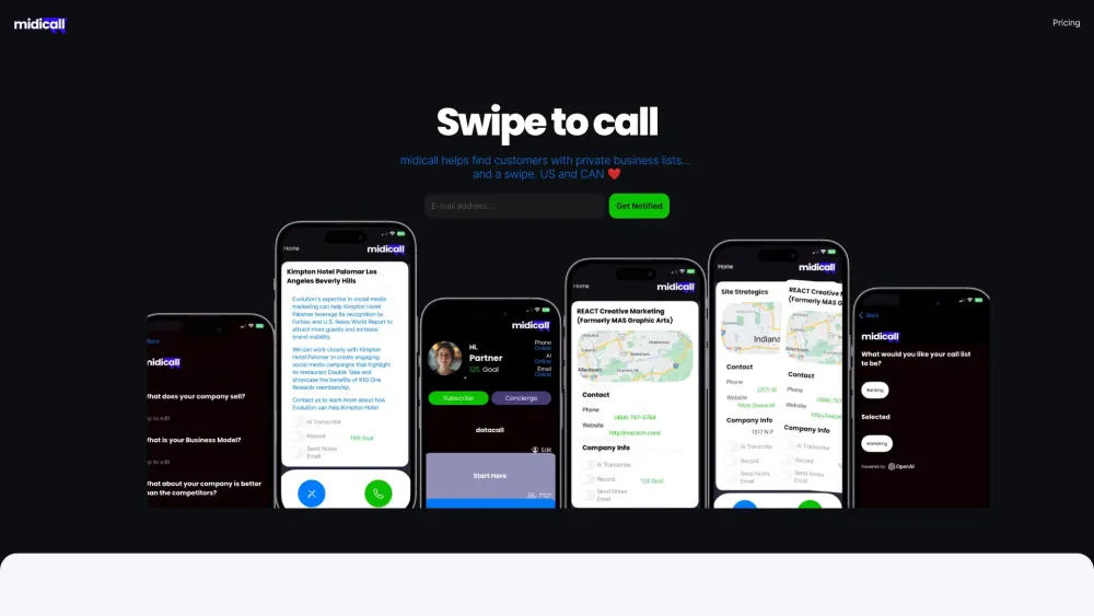 Midicall: Swipe to Call App for Easy Business-Client Connections