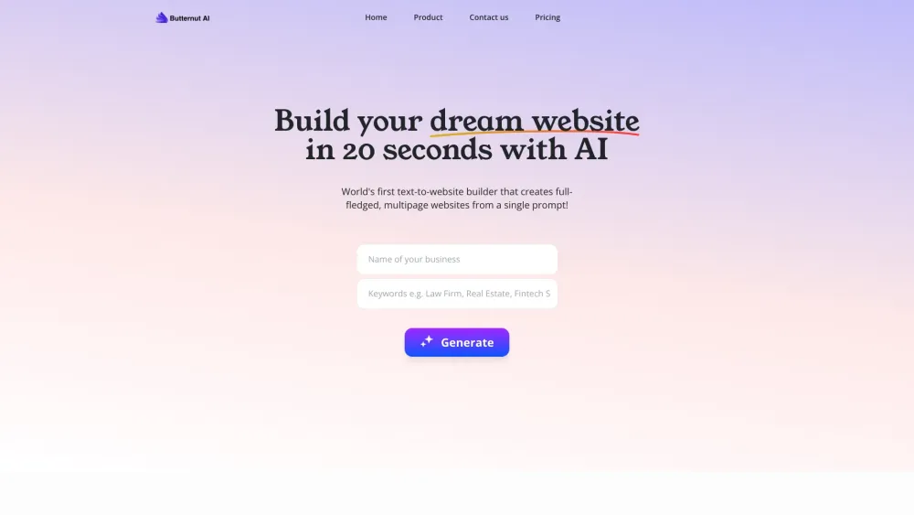 Butternut AI: AI Website Builder - Customizable, Responsive, SEO-Friendly