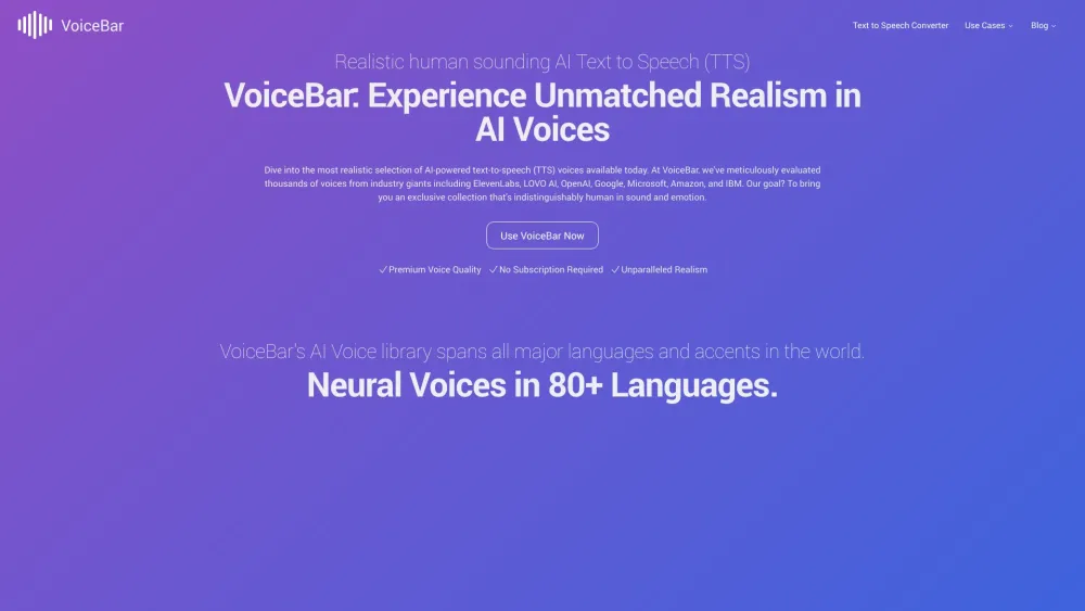 VoiceBar: Realistic Human-Sounding AI Text to Speech (TTS)