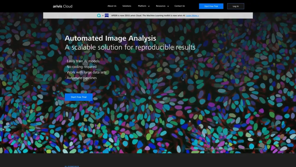 arivis Cloud: AI Toolkit for Custom Image Processing & Automation