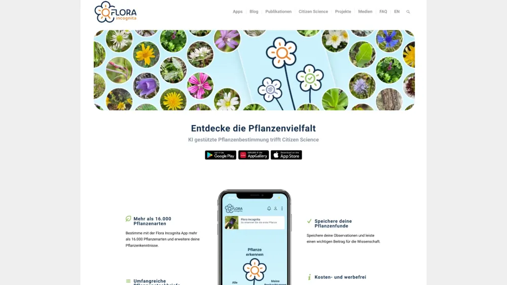 Flora Incognita: KI Plant ID & Info, Interactive App Using Citizen Science