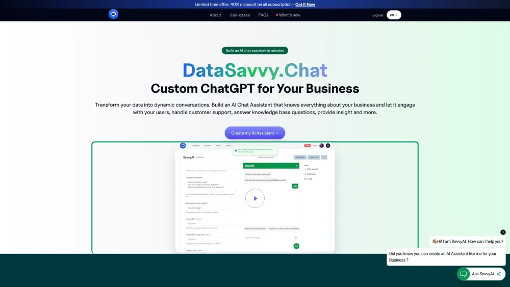 DataSavvy.Chat: Build Real-Time Chatbots & Virtual Assistants Easily